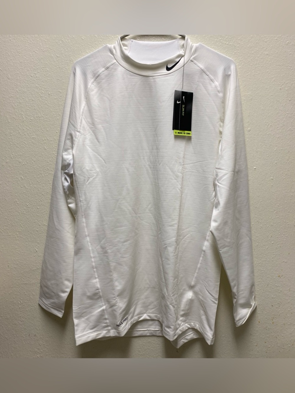 Nike Pro Warm Long Sleeve Mock Neck Top White Slim Fit Men’s XL NWT CU4970